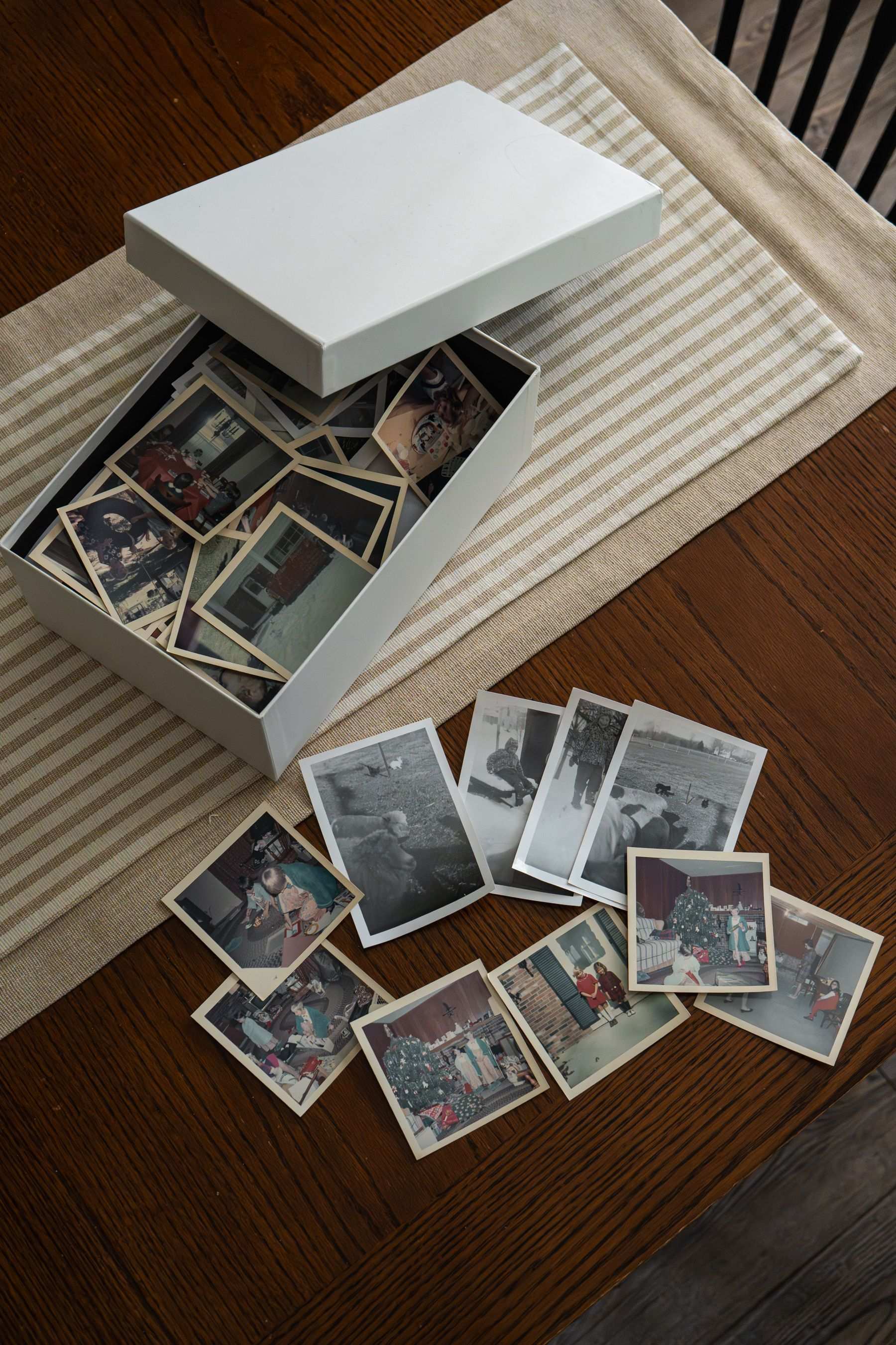 Old family photos in a shoebox